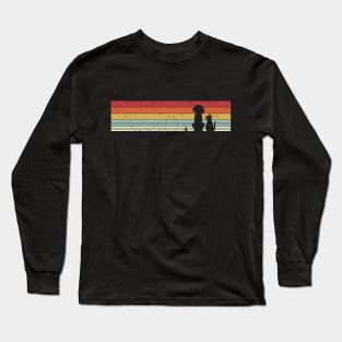 Vintage retro cat and dog sunset Long Sleeve T-Shirt